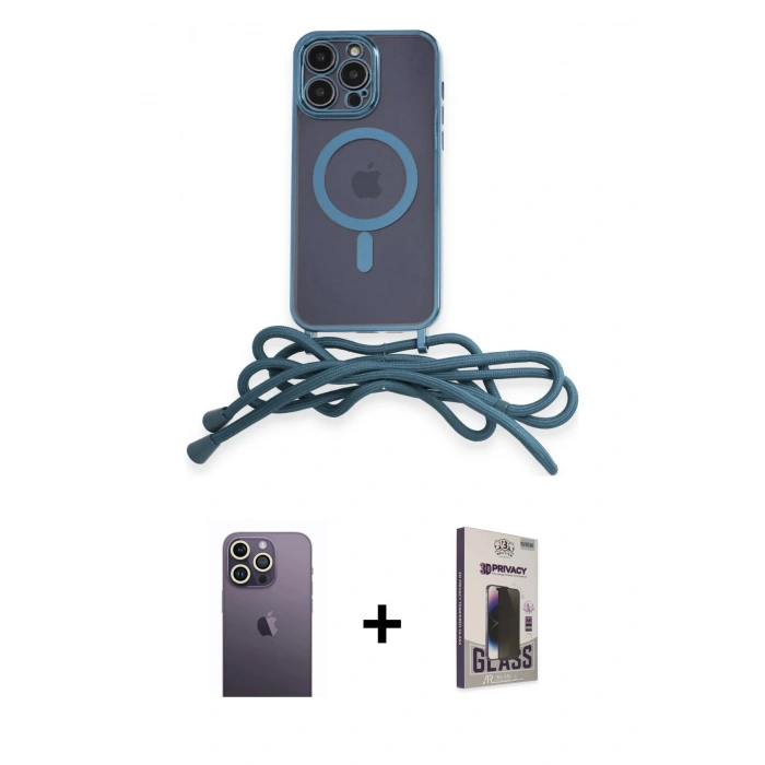 MARSİLYAN™- iPhone 13 Pro Max Kılıf Eksen Özel Seri - Siyah Bilvis Hayalet Cam Ekran Koruyucu + Neon Fosforlu Kamera Lens - BZ