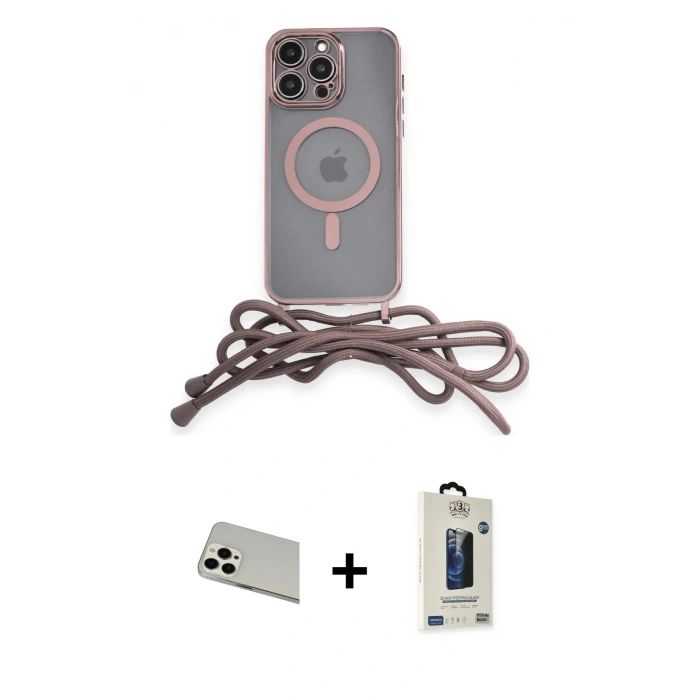 MARSİLYAN™- iPhone 13 Pro Max Kılıf Eksen Özel Seri - Siyah Bilvis Hayalet Cam Ekran Koruyucu + Rainbow Kamera Lens Koruma Cam - BZ