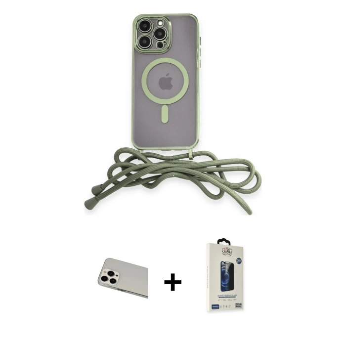 MARSİLYAN™- iPhone 13 Pro Max Kılıf Eksen Özel Seri - Siyah Bilvis Hayalet Cam Ekran Koruyucu + Rainbow Kamera Lens Koruma Cam - BZ