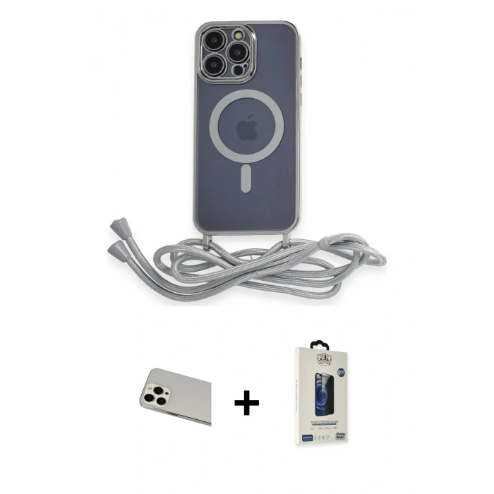 MARSİLYAN™- iPhone 13 Pro Max Kılıf Eksen Özel Seri - Siyah Bilvis Hayalet Cam Ekran Koruyucu + Rainbow Kamera Lens Koruma Cam - BZ