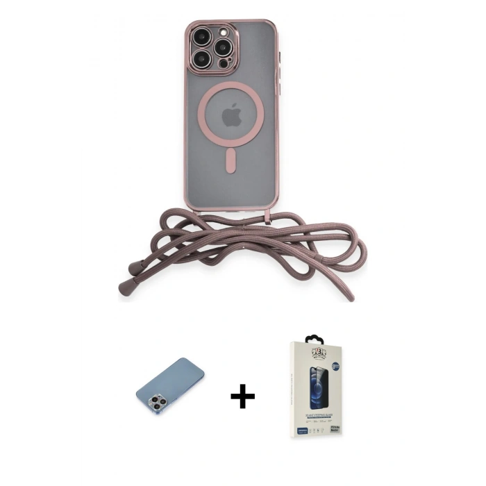 MARSİLYAN™- iPhone 13 Pro Max Kılıf Eksen Özel Seri - Siyah Bilvis Hayalet Cam Ekran Koruyucu + Shine Kamera Lens Koruma Cam - GI