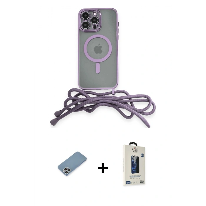 MARSİLYAN™- iPhone 13 Pro Max Kılıf Eksen Özel Seri - Siyah Bilvis Hayalet Cam Ekran Koruyucu + Shine Kamera Lens Koruma Cam - GI