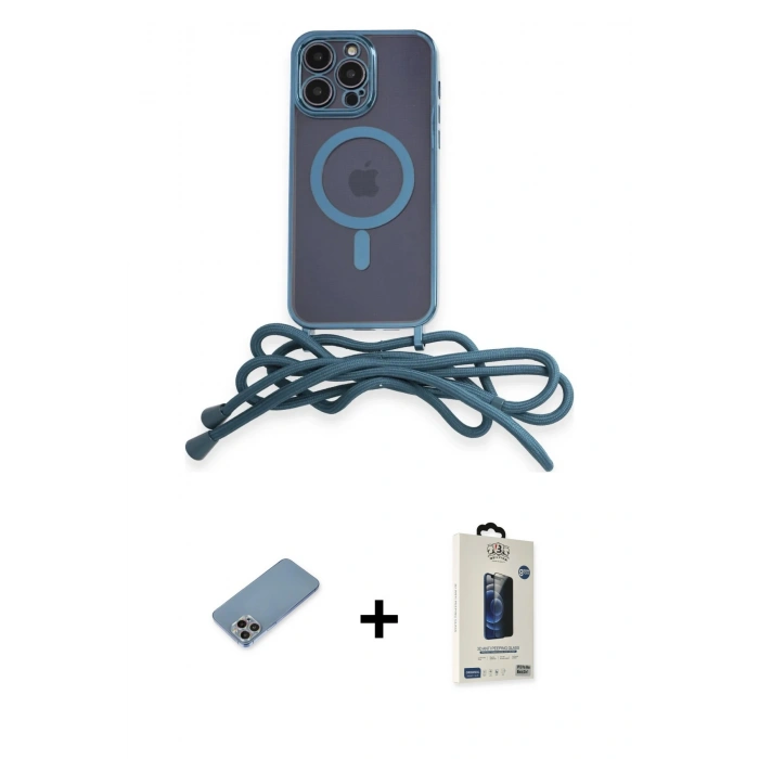 MARSİLYAN™- iPhone 13 Pro Max Kılıf Eksen Özel Seri - Siyah Bilvis Hayalet Cam Ekran Koruyucu + Shine Kamera Lens Koruma Cam - GI