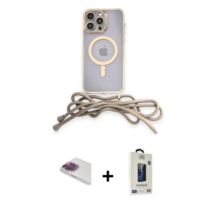 MARSİLYAN™- iPhone 13 Pro Max Kılıf Eksen Özel Seri - Siyah Bilvis Hayalet Cam Ekran Koruyucu + Gökkuşağı Pers Alüminyum Kamera Lens