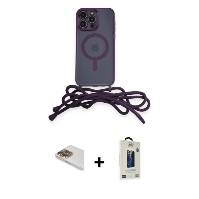 MARSİLYAN™- iPhone 13 Pro Max Kılıf Eksen Özel Seri - Siyah Bilvis Hayalet Cam Ekran Koruyucu + Gold Pers Alüminyum Kamera Lens