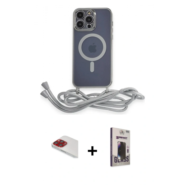 MARSİLYAN™- iPhone 13 Pro Max Kılıf Eksen Özel Seri - Siyah Bilvis Hayalet Cam Ekran Koruyucu + Pers Alüminyum Kamera Lens - KI