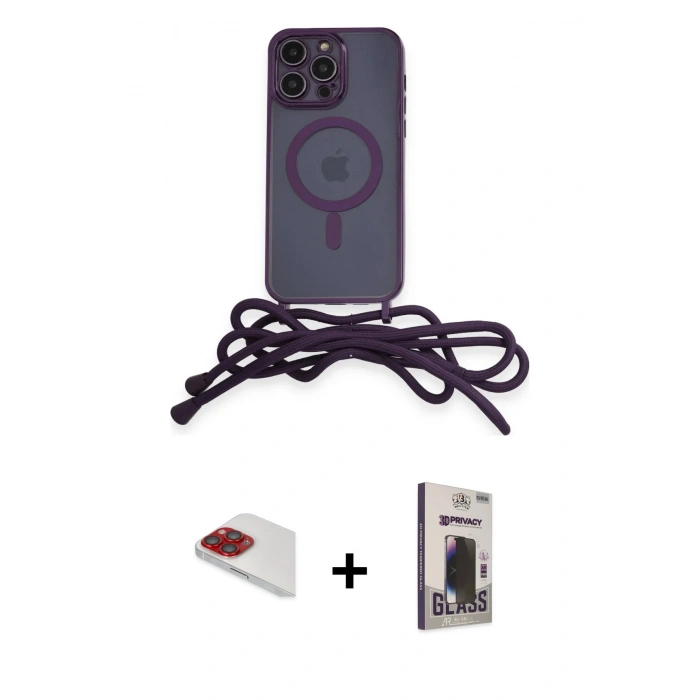 MARSİLYAN™- iPhone 13 Pro Max Kılıf Eksen Özel Seri - Siyah Bilvis Hayalet Cam Ekran Koruyucu + Pers Alüminyum Kamera Lens - KI