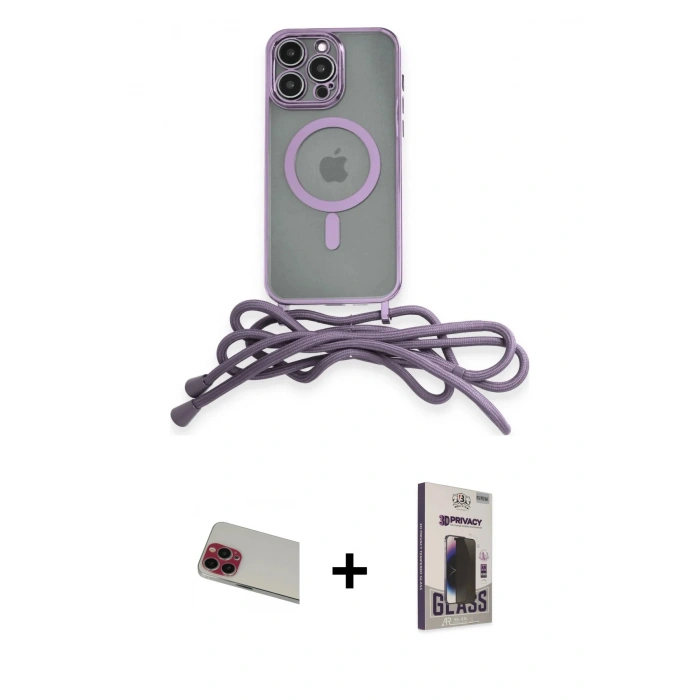MARSİLYAN™- iPhone 13 Pro Max Kılıf Eksen Özel Seri - Siyah Bilvis Hayalet Cam Ekran Koruyucu + Rainbow Kamera Lens Koruma Cam - KI