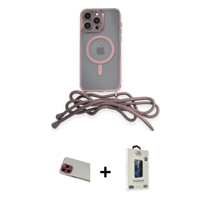MARSİLYAN™- iPhone 13 Pro Max Kılıf Eksen Özel Seri - Siyah Bilvis Hayalet Cam Ekran Koruyucu + Rainbow Kamera Lens Koruma Cam - KI