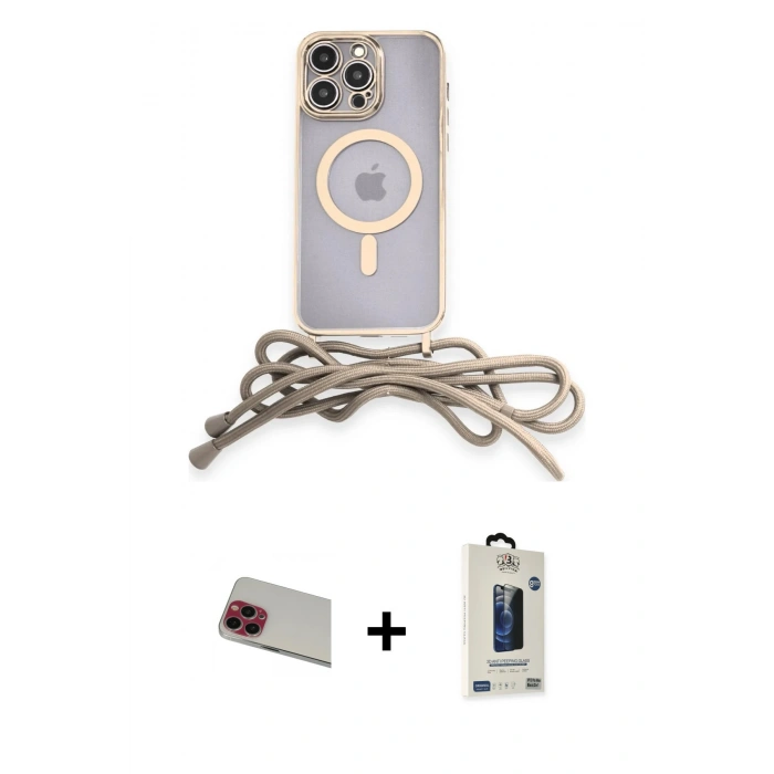MARSİLYAN™- iPhone 13 Pro Max Kılıf Eksen Özel Seri - Siyah Bilvis Hayalet Cam Ekran Koruyucu + Rainbow Kamera Lens Koruma Cam - KI