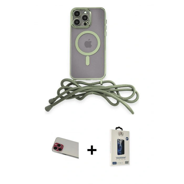 MARSİLYAN™- iPhone 13 Pro Max Kılıf Eksen Özel Seri - Siyah Bilvis Hayalet Cam Ekran Koruyucu + Rainbow Kamera Lens Koruma Cam - KI