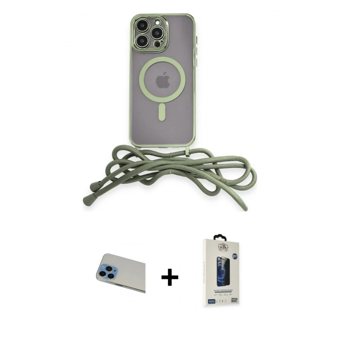 MARSİLYAN™- iPhone 13 Pro Max Kılıf Eksen Özel Seri - Siyah Bilvis Hayalet Cam Ekran Koruyucu + Rainbow Kamera Lens Koruma Cam - MI