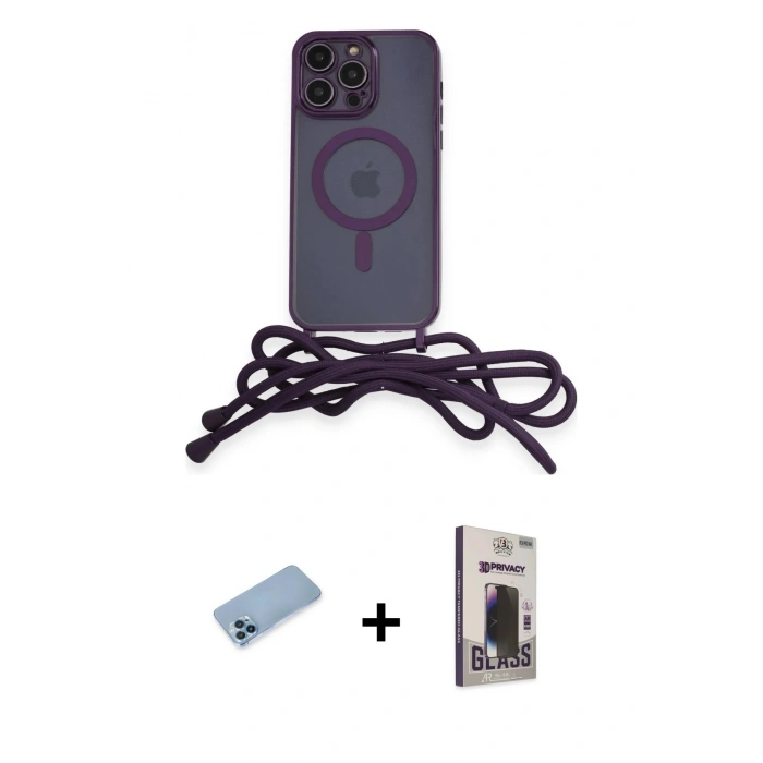 MARSİLYAN™- iPhone 13 Pro Max Kılıf Eksen Özel Seri - Siyah Bilvis Hayalet Cam Ekran Koruyucu + Shine Kamera Lens Koruma Cam - MI
