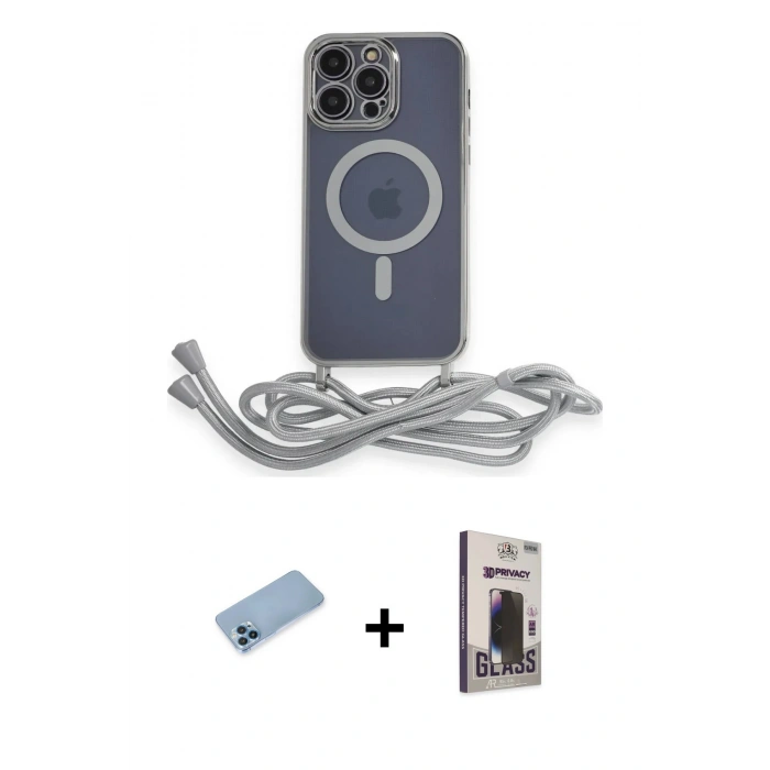 MARSİLYAN™- iPhone 13 Pro Max Kılıf Eksen Özel Seri - Siyah Bilvis Hayalet Cam Ekran Koruyucu + Shine Kamera Lens Koruma Cam - MI