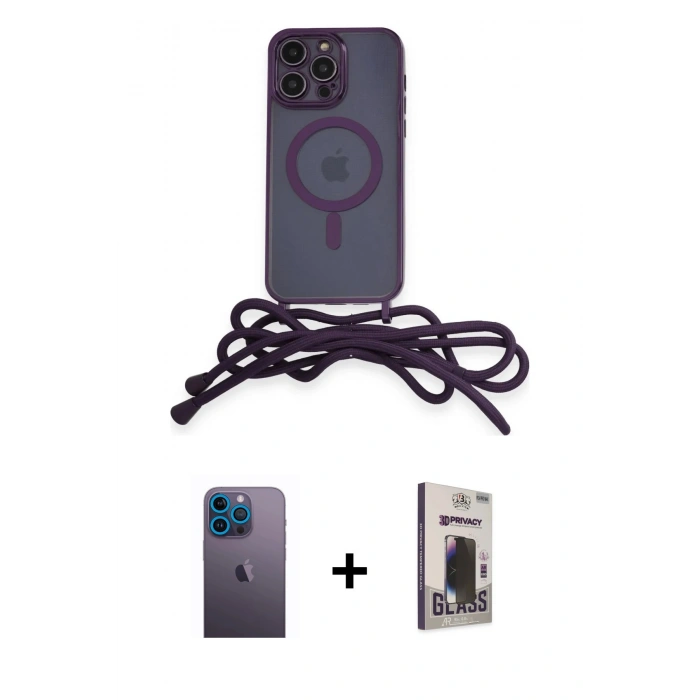 MARSİLYAN™- iPhone 13 Pro Max Kılıf Eksen Özel Seri - Siyah Bilvis Hayalet Cam Ekran Koruyucu + Neon Fosforlu Kamera Lens - MI