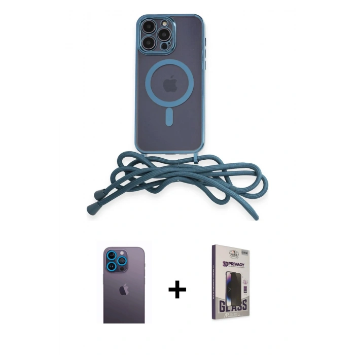 MARSİLYAN™- iPhone 13 Pro Max Kılıf Eksen Özel Seri - Siyah Bilvis Hayalet Cam Ekran Koruyucu + Neon Fosforlu Kamera Lens - MI