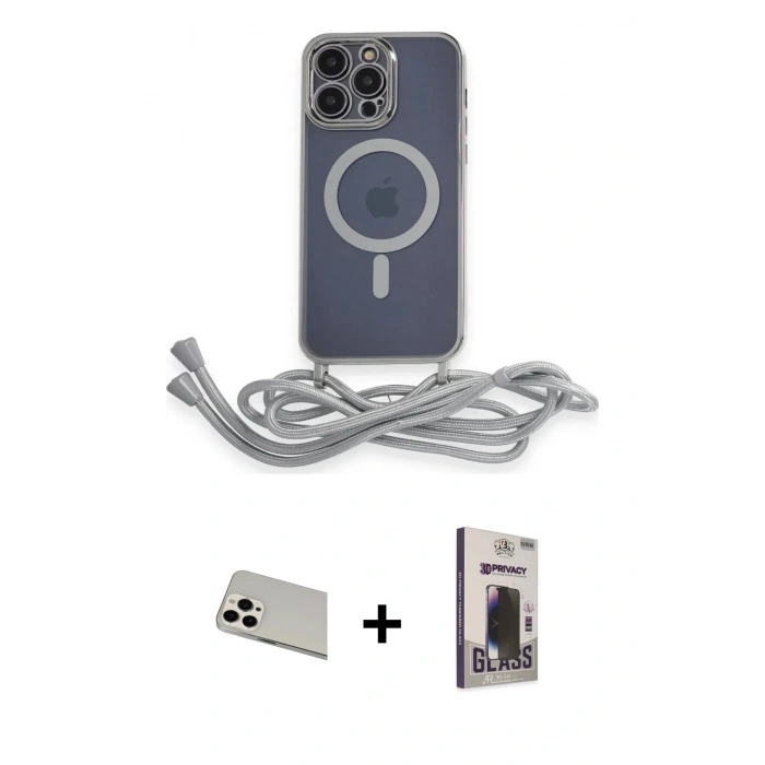 MARSİLYAN™- iPhone 13 Pro Max Kılıf Eksen Özel Seri - Siyah Bilvis Hayalet Cam Ekran Koruyucu + Rainbow Kamera Lens Koruma Cam - BZ