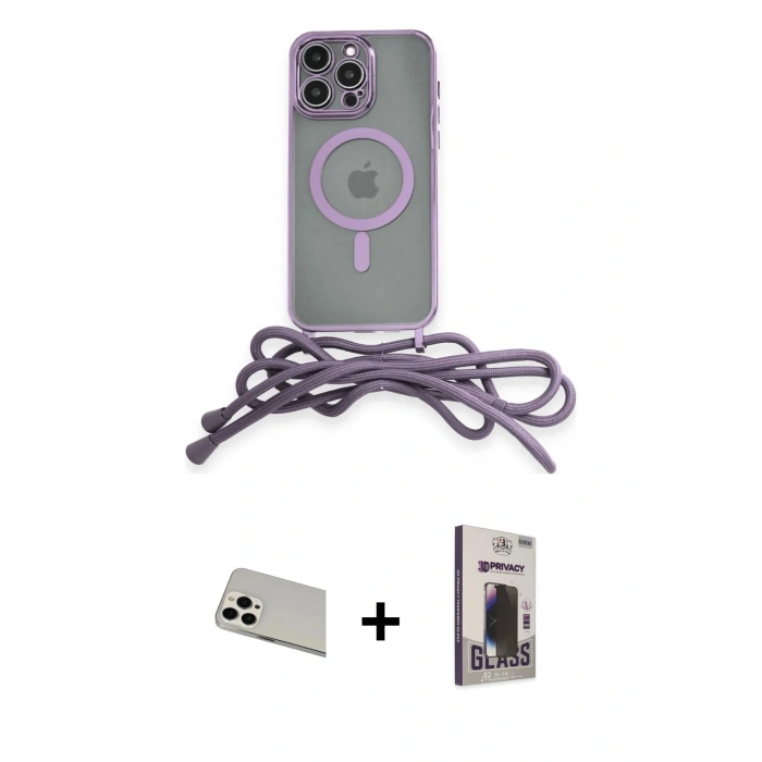 MARSİLYAN™- iPhone 13 Pro Max Kılıf Eksen Özel Seri - Siyah Bilvis Hayalet Cam Ekran Koruyucu + Rainbow Kamera Lens Koruma Cam - BZ