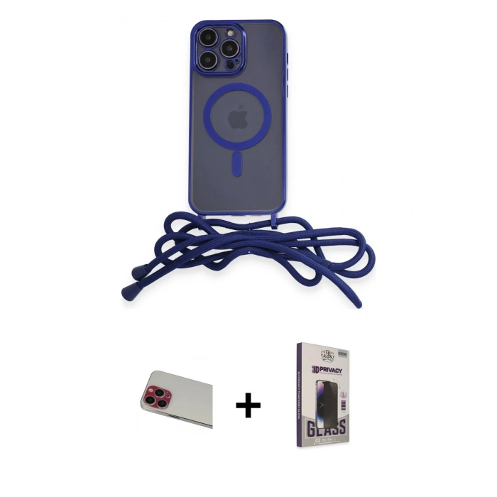 MARSİLYAN™- iPhone 13 Pro Max Kılıf Eksen Özel Seri - Siyah Bilvis Hayalet Cam Ekran Koruyucu + Rainbow Kamera Lens Koruma Cam - KI