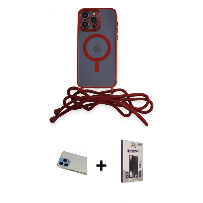 MARSİLYAN™- iPhone 13 Pro Max Kılıf Eksen Özel Seri - Siyah Bilvis Hayalet Cam Ekran Koruyucu + Rainbow Kamera Lens Koruma Cam - MI
