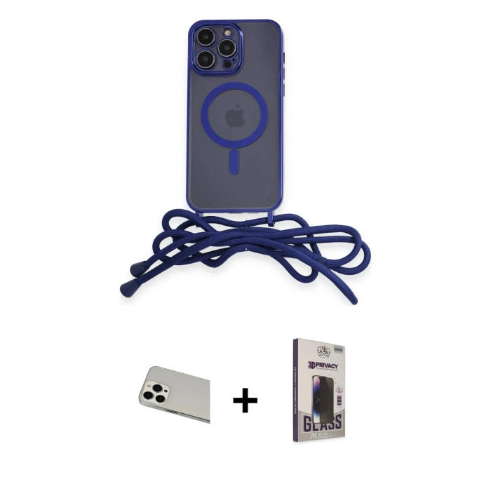 MARSİLYAN™- iPhone 13 Pro Max Kılıf Eksen Özel Seri - Siyah Bilvis Hayalet Cam Ekran Koruyucu + Rainbow Kamera Lens Koruma Cam - BZ