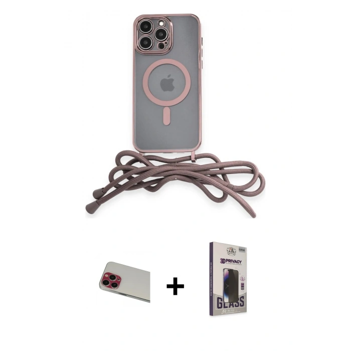 MARSİLYAN™- iPhone 13 Pro Max Kılıf Eksen Özel Seri - Siyah Bilvis Hayalet Cam Ekran Koruyucu + Rainbow Kamera Lens Koruma Cam - KI
