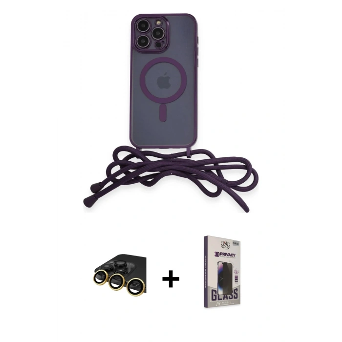 MARSİLYAN™- iPhone 13 Pro Max Kılıf Eksen Özel Seri - Siyah Bilvis Hayalet Cam Ekran Koruyucu + Raze Metal Kamera Lens - GD