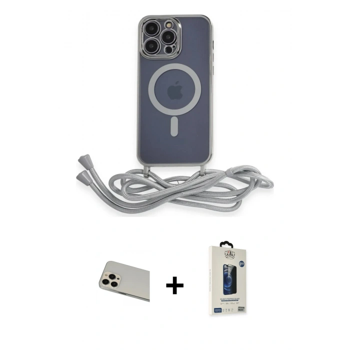MARSİLYAN™- iPhone 13 Pro Max Kılıf Eksen Özel Seri - Siyah Bilvis Hayalet Cam Ekran Koruyucu + Rainbow Kamera Lens Koruma Cam - REGD