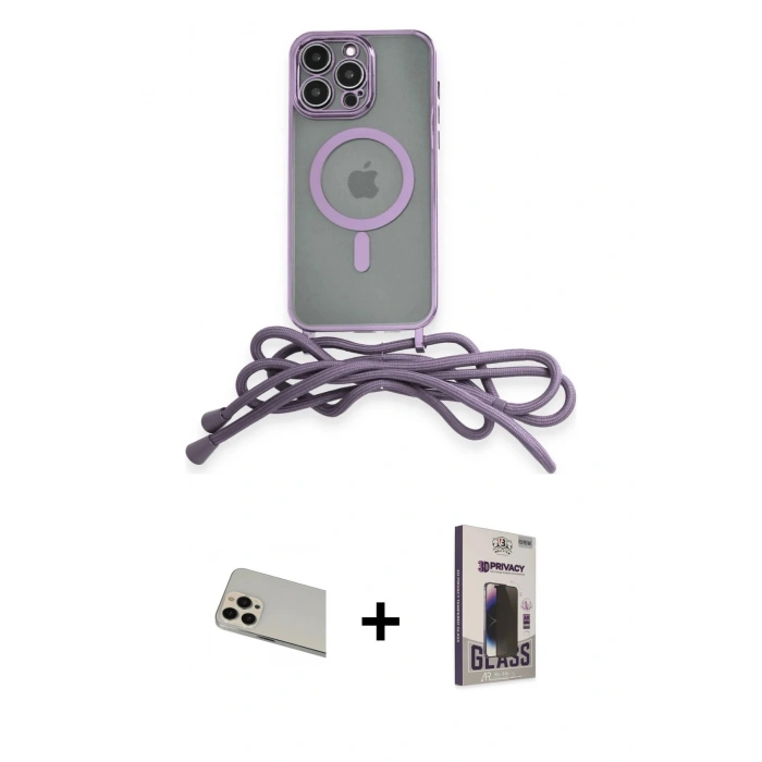MARSİLYAN™- iPhone 13 Pro Max Kılıf Eksen Özel Seri - Siyah Bilvis Hayalet Cam Ekran Koruyucu + Rainbow Kamera Lens Koruma Cam - REGD