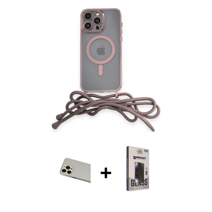 MARSİLYAN™- iPhone 13 Pro Max Kılıf Eksen Özel Seri - Siyah Bilvis Hayalet Cam Ekran Koruyucu + Rainbow Kamera Lens Koruma Cam - REGD
