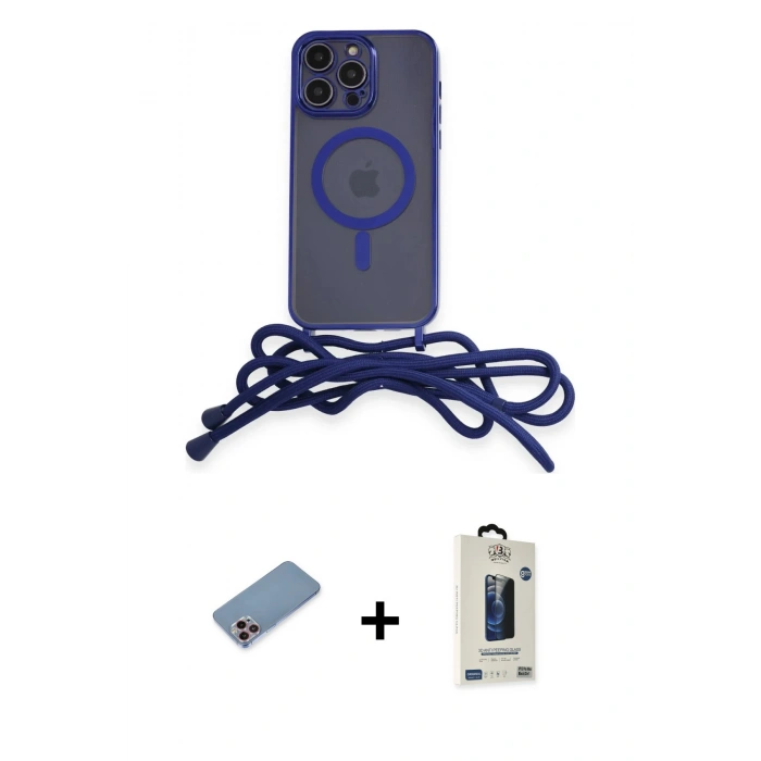 MARSİLYAN™- iPhone 13 Pro Max Kılıf Eksen Özel Seri - Siyah Bilvis Hayalet Cam Ekran Koruyucu + Shine Kamera Lens Koruma Cam - PE
