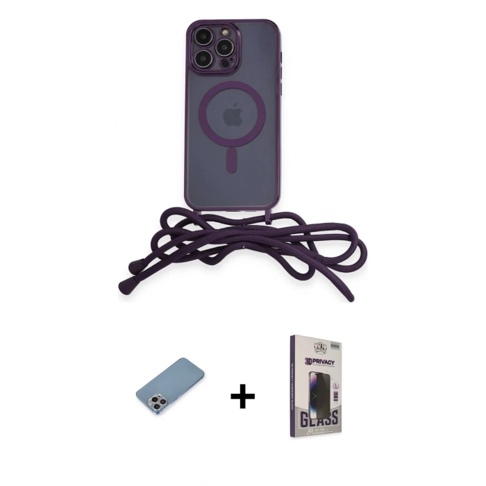 MARSİLYAN™- iPhone 13 Pro Max Kılıf Eksen Özel Seri - Siyah Bilvis Hayalet Cam Ekran Koruyucu + Shine Kamera Lens Koruma Cam - GI