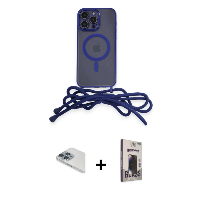 MARSİLYAN™- iPhone 13 Pro Max Kılıf Eksen Özel Seri - Siyah Bilvis Hayalet Cam Ekran Koruyucu + Sierra Blue Pers Alüminyum Kamera Lens