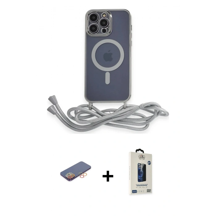 MARSİLYAN™- iPhone 13 Pro Max Kılıf Eksen Özel Seri - Siyah Bilvis Hayalet Cam Ekran Koruyucu + Turuncu Renkli Kamera Lens Koruma Cam