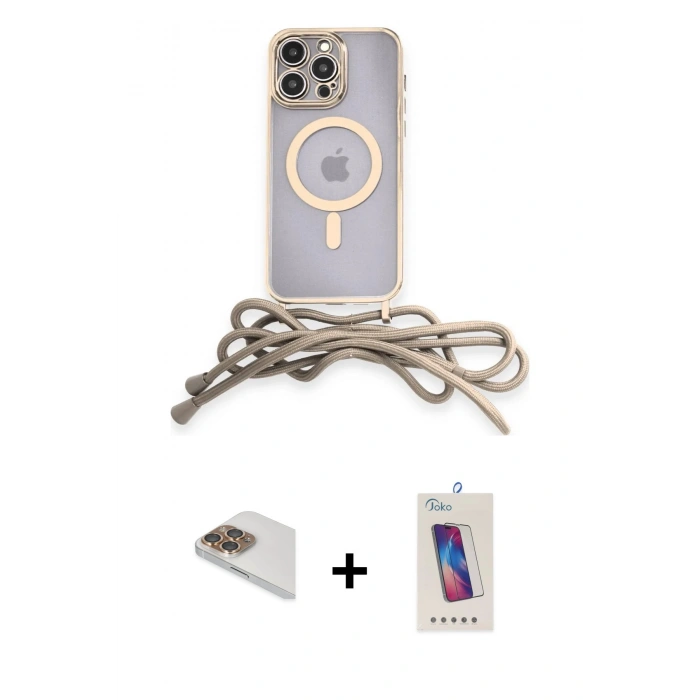 MARSİLYAN™- iPhone 13 Pro Max Kılıf Eksen Özel Seri - Siyah Joko 5D Cam + Gold Pers Alüminyum Kamera Lens