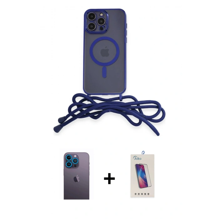 MARSİLYAN™- iPhone 13 Pro Max Kılıf Eksen Özel Seri - Siyah Joko 5D Cam + Neon Fosforlu Kamera Lens - MI