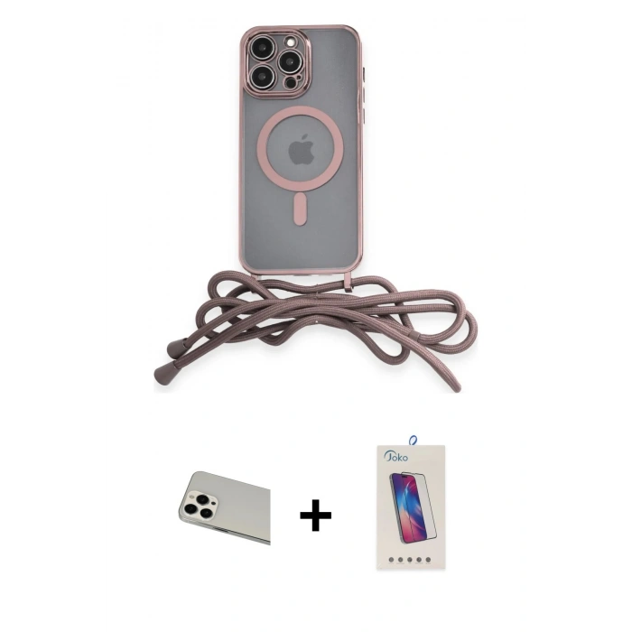 MARSİLYAN™- iPhone 13 Pro Max Kılıf Eksen Özel Seri - Siyah Joko 5D Cam + Rainbow Kamera Lens Koruma Cam - BZ
