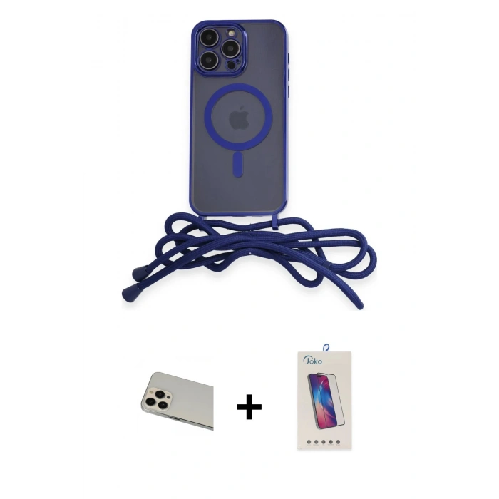 MARSİLYAN™- iPhone 13 Pro Max Kılıf Eksen Özel Seri - Siyah Joko 5D Cam + Rainbow Kamera Lens Koruma Cam - REGD