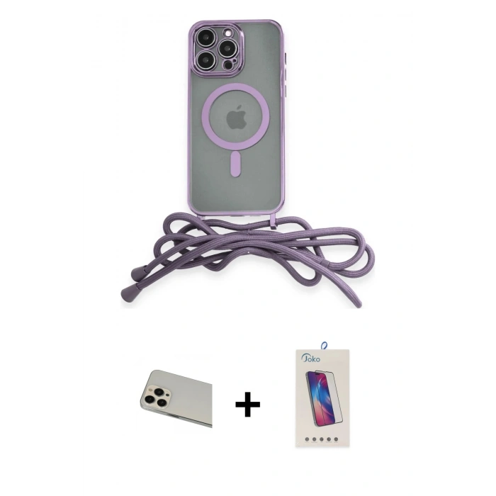 MARSİLYAN™- iPhone 13 Pro Max Kılıf Eksen Özel Seri - Siyah Joko 5D Cam + Rainbow Kamera Lens Koruma Cam - REGD