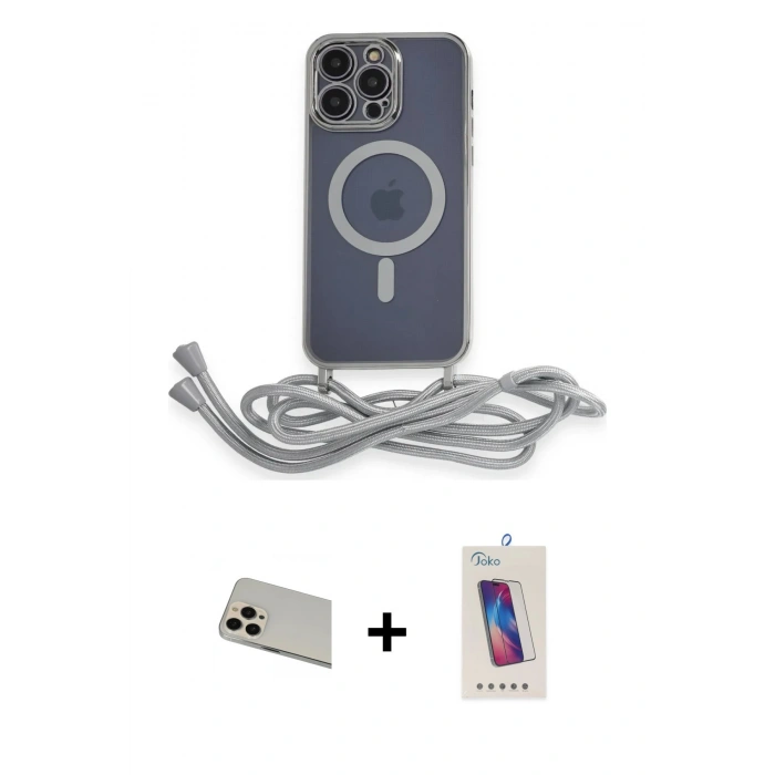 MARSİLYAN™- iPhone 13 Pro Max Kılıf Eksen Özel Seri - Siyah Joko 5D Cam + Rainbow Kamera Lens Koruma Cam - REGD