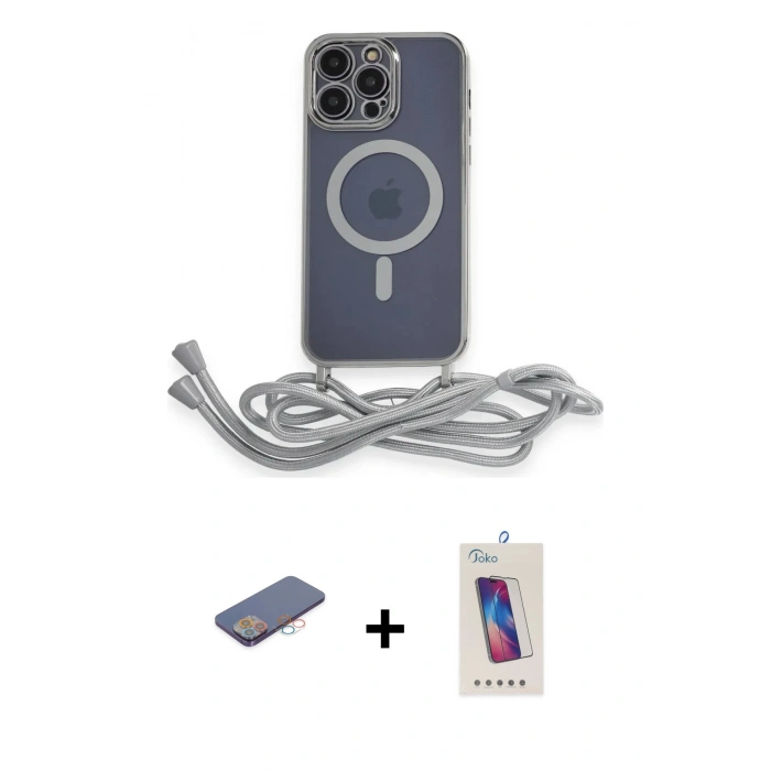MARSİLYAN™- iPhone 13 Pro Max Kılıf Eksen Özel Seri - Siyah Joko 5D Cam + Renkli Kamera Lens Koruma Cam - PE