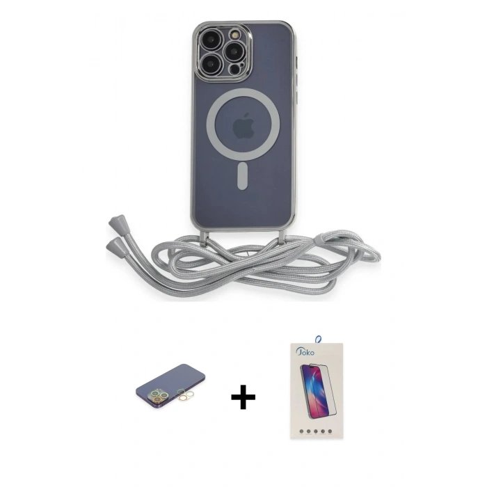 MARSİLYAN™- iPhone 13 Pro Max Kılıf Eksen Özel Seri - Siyah Joko 5D Cam + Renkli Kamera Lens Koruma Cam - SI