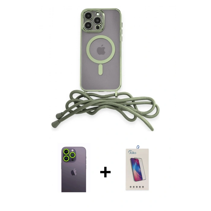 MARSİLYAN™- iPhone 13 Pro Max Kılıf Eksen Özel Seri - Siyah Joko 5D Cam + Neon Fosforlu Kamera Lens - YL