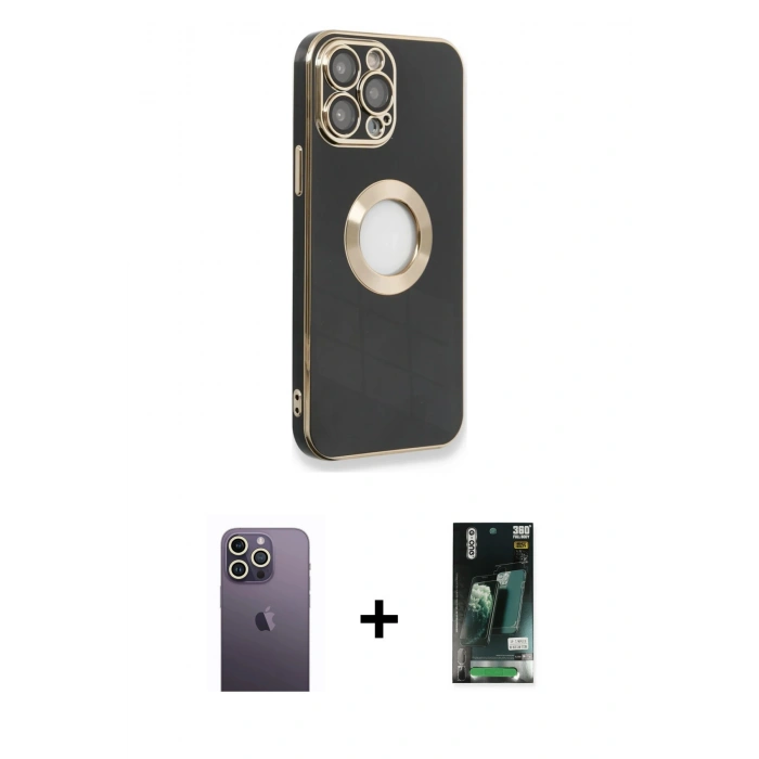 MARSİLYAN™- iPhone 13 Pro Max Kılıf İz Form Serisi - Şeffaf 360 Full Body Arka Koruyucu + Neon Fosforlu Kamera Lens - BZ