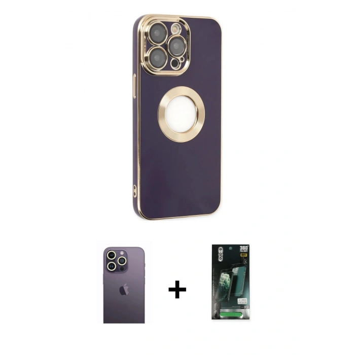 MARSİLYAN™- iPhone 13 Pro Max Kılıf İz Form Serisi - Şeffaf 360 Full Body Arka Koruyucu + Neon Fosforlu Kamera Lens - BZ