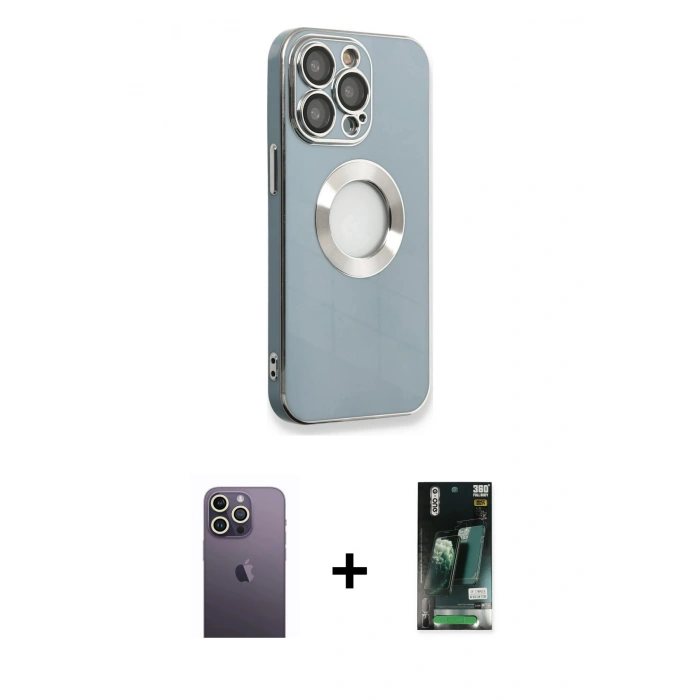 MARSİLYAN™- iPhone 13 Pro Max Kılıf İz Form Serisi - Şeffaf 360 Full Body Arka Koruyucu + Neon Fosforlu Kamera Lens - BZ