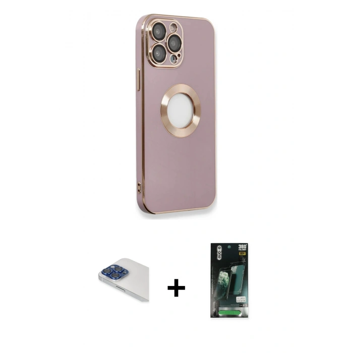 MARSİLYAN™- iPhone 13 Pro Max Kılıf İz Form Serisi - Şeffaf 360 Full Body Arka Koruyucu + Pers Alüminyum Kamera Lens - LT