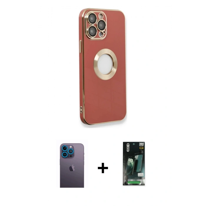 MARSİLYAN™- iPhone 13 Pro Max Kılıf İz Form Serisi - Şeffaf 360 Full Body Arka Koruyucu + Neon Fosforlu Kamera Lens - MI