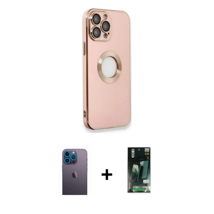 MARSİLYAN™- iPhone 13 Pro Max Kılıf İz Form Serisi - Şeffaf 360 Full Body Arka Koruyucu + Neon Fosforlu Kamera Lens - MI
