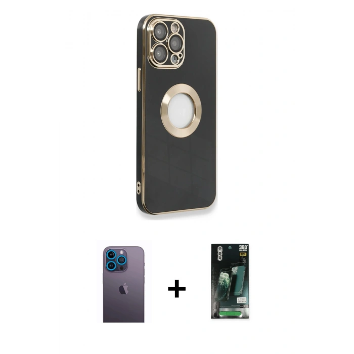 MARSİLYAN™- iPhone 13 Pro Max Kılıf İz Form Serisi - Şeffaf 360 Full Body Arka Koruyucu + Neon Fosforlu Kamera Lens - MI